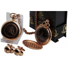 Horse Riding Rose Gold Pocket Watch and Cufflinks Horse Riding Rose Gold Pocket Watch and Cufflinks